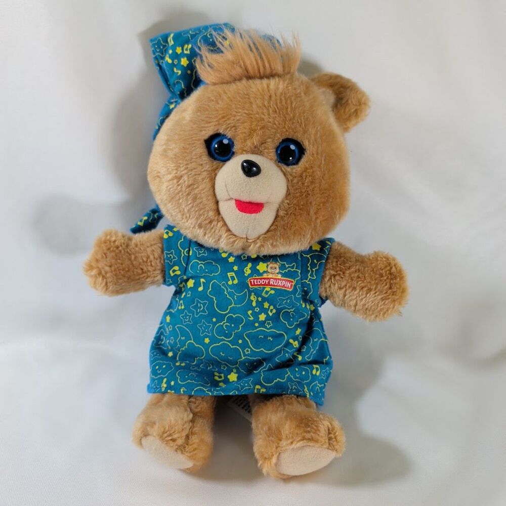Teddy Ruxpin Talking Plush Bear Works Hug Activated Blue Pajamas Tested